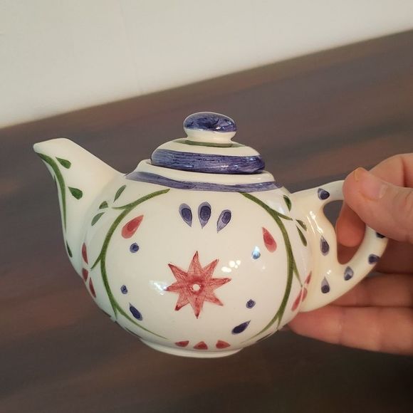 Vintage Accents Vintage Adorable Handpainted Porcelain Mini Teapot Tea Pot With Removeable